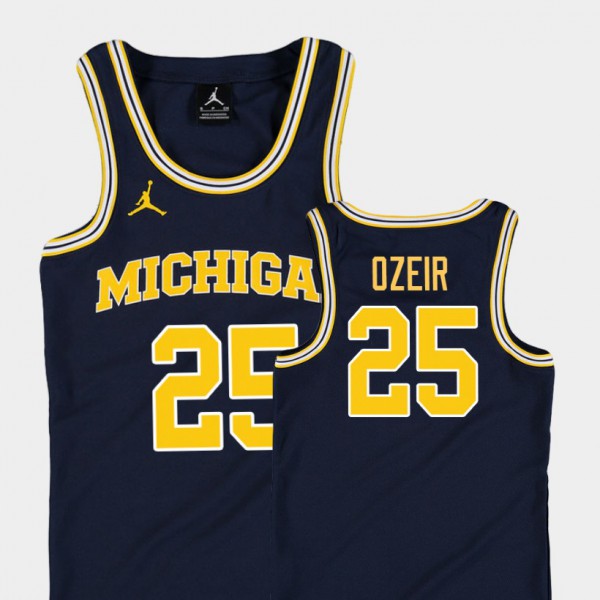 Michigan #25 Kids Naji Ozeir Jersey Navy Player Replica College Basketball Jordan